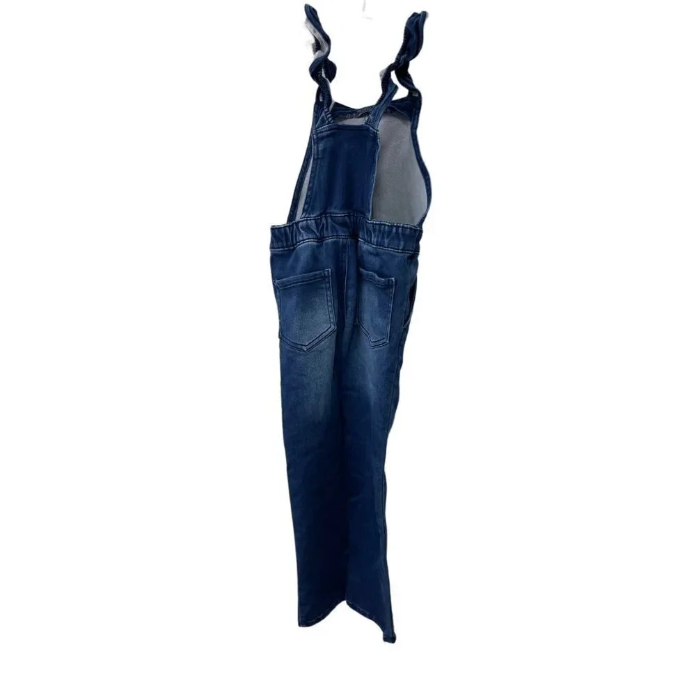 Oshkosh Bib Overalls Denim Stretchy Ruffles Girls Size 5T